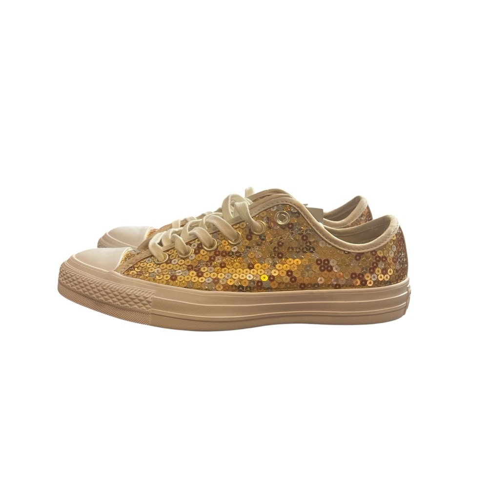 Converse All Star Chuck Taylor Sequin Gold & White Women's 8 Sneakers